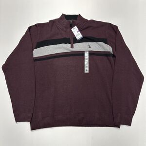 NWT U.S. Polo Men's Knit Sweater Cotton‎ Sangria Size XXL
